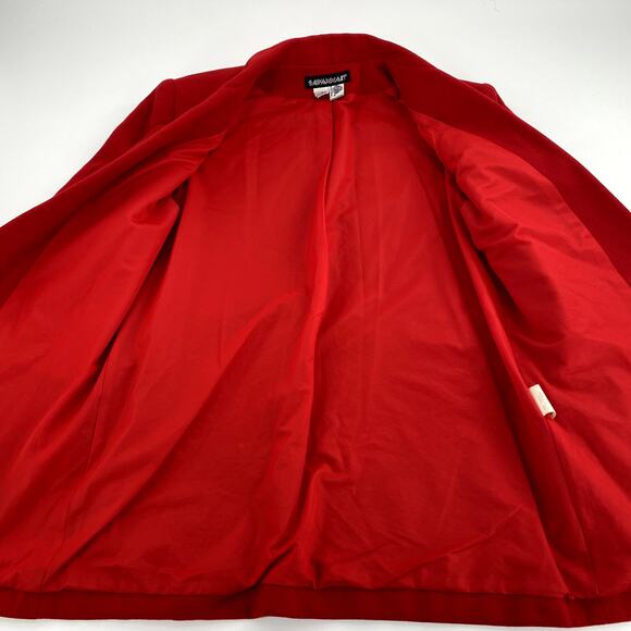 Savannah Blazer Jacket Women Sz 10 VTG/Small Modern Red Wool Preppy Academia - Picture 7 of 13